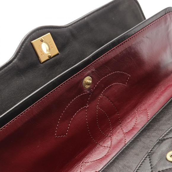 Chanel Matelasse W Flap Shoulder Bag Lambskin Black - Picture 6 of 9